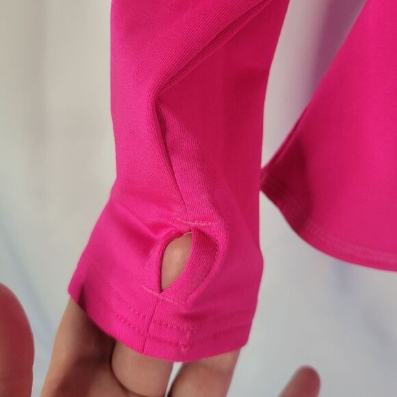 Athletic Long Sleeve Vibrant Pink Sweater - Picture 8 of 10